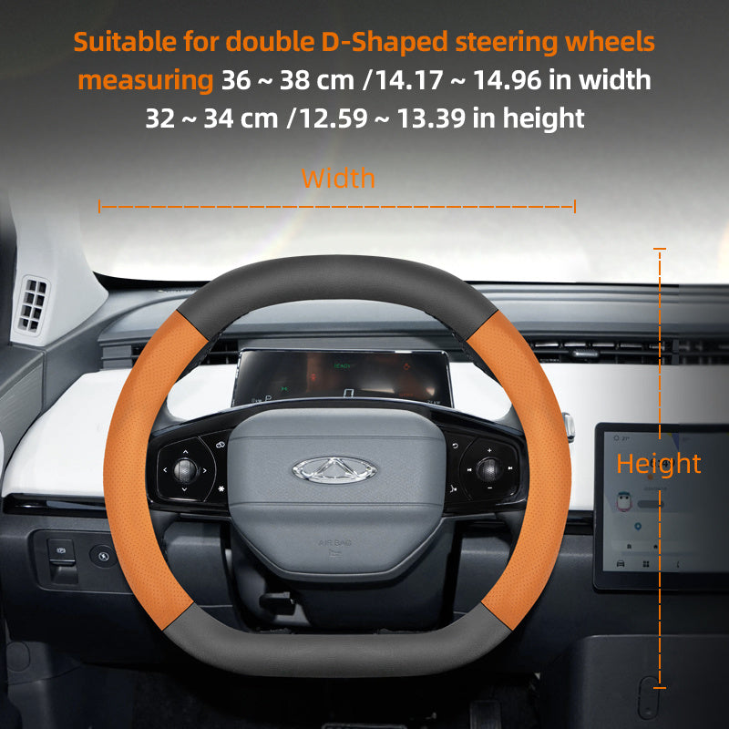 Leather Steering Wheel Cover Carbon Fiber Textured Breathable Black Burgundy Mocha Orange