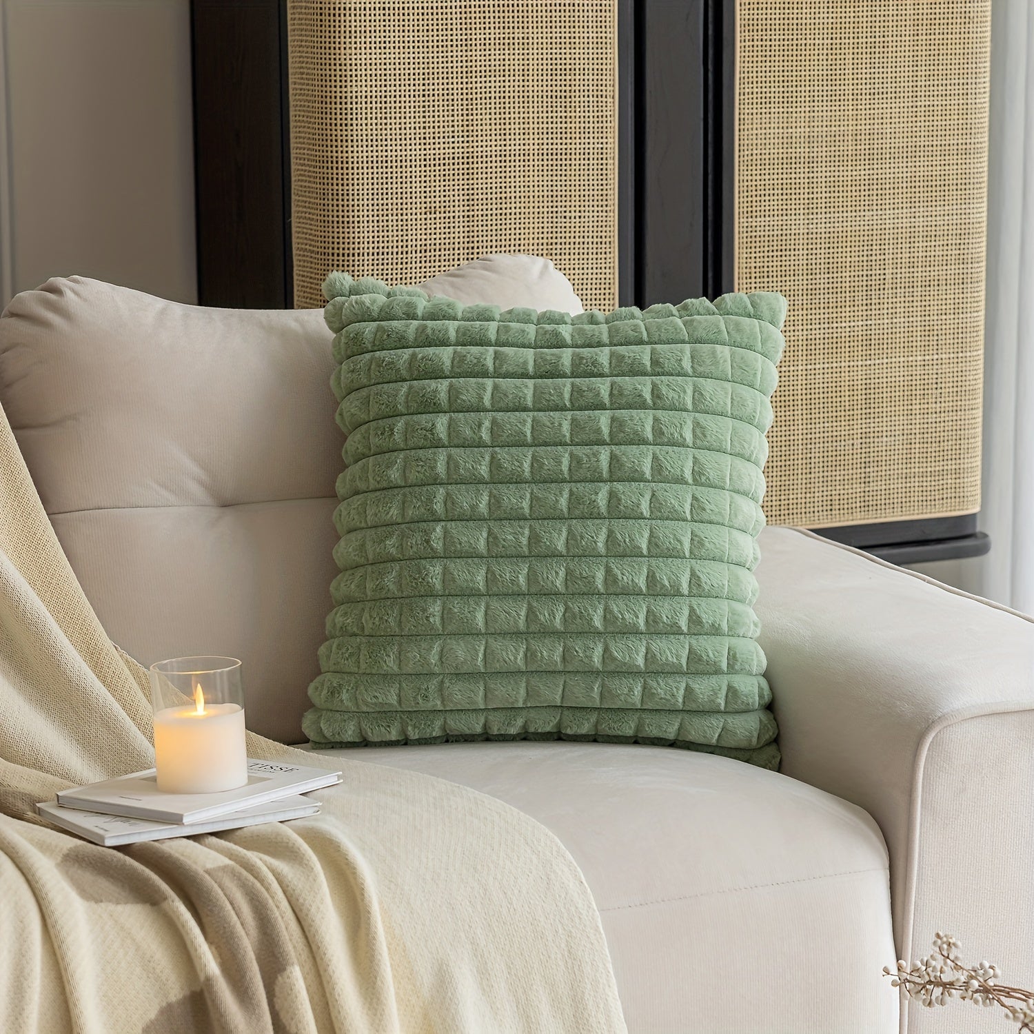 Kareli plush yostiq qopqog'i, divan uchun, fermaga mo'ljallangan dekor, 44x45 sm yoki 50x30 sm