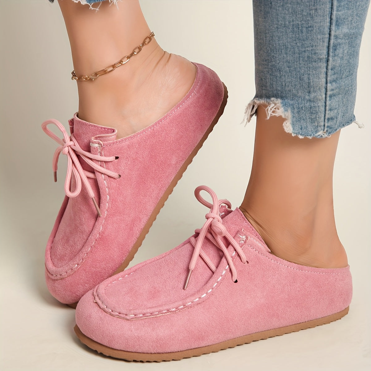 Women's Slip-On Mules with Lace-Up Design Casual Flip Flops