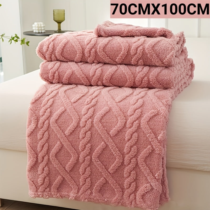 Lamb Fleece Blanket Soft Cozy Flannel Throw for Bed Couch Travel 100% Polyester