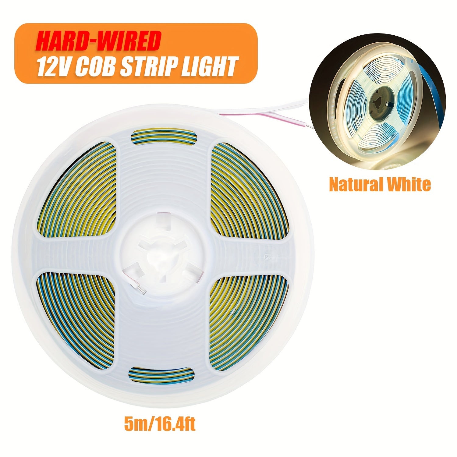 5m COB LED Strip Lights Flexible Night Lighting for Bedroom Kitchen Stairs White Warm Cool