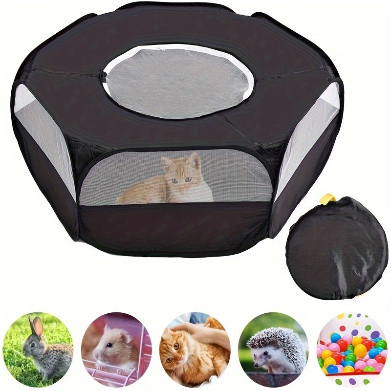 Foldable Pet Playpen with Cover for Small Animals Durable PE Material
