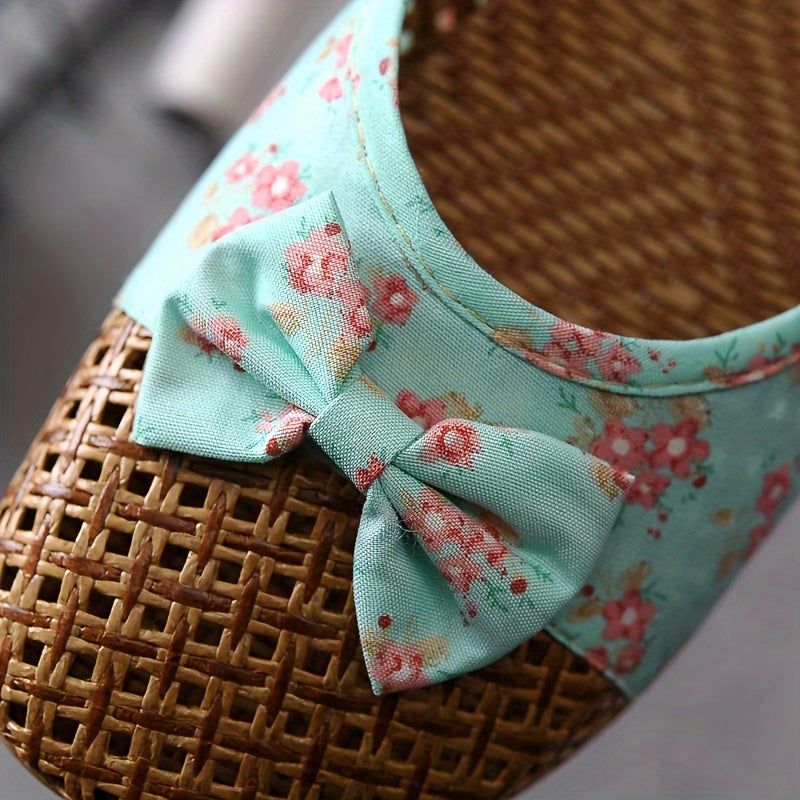 Women's Summer Straw Indoor Slippers Non-Slip Thick Sole Floor Linen