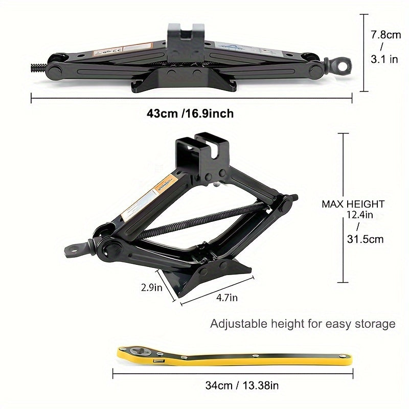 Тяжёлая стальная опора для автомобильного домкрата 2 тонны регулируемая подъёмная чёрная