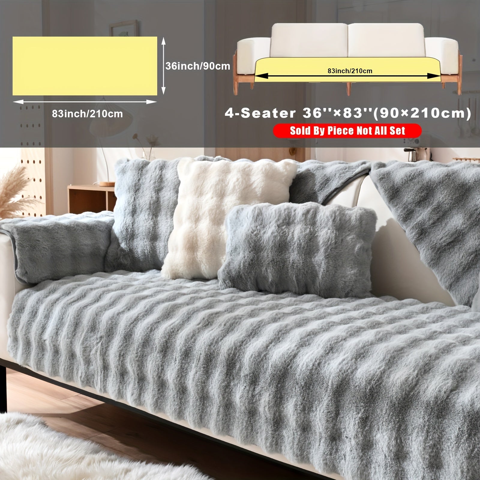 Накидка на диван из флиса для 2-4 местных диванов в 8 цветах, моющаяся в машине, дружелюбная к питомцам, современный дизайн