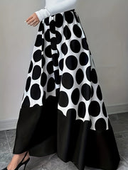 Plus Size Polka Dot Mermaid Skirt High-Waisted Dipped Hem All-Season