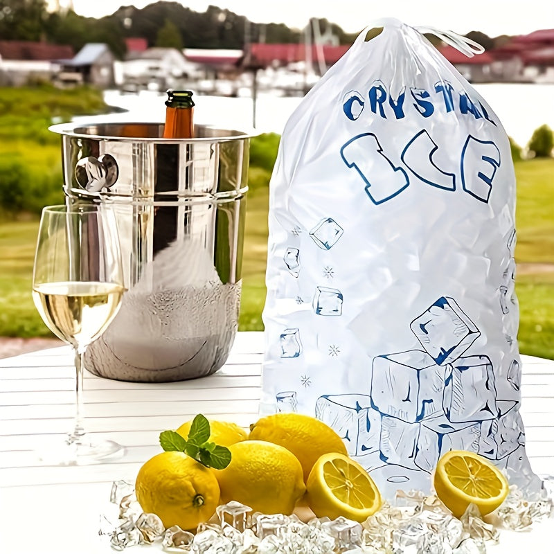 Set of 5 Reusable Crystal Ice Bags 4.54kg Leak-Proof Freezer Bags with Drawstring