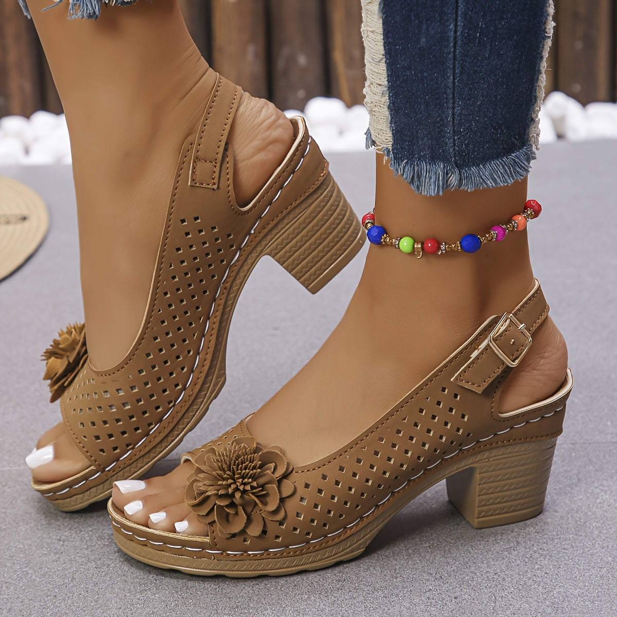 Women's Summer Casual Wedge Sandals Breathable Synthetic Floral Embellishments
