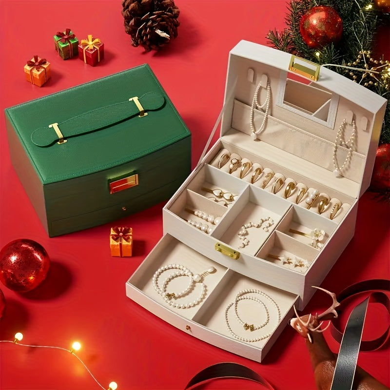 Ko‘p bo‘limli va zipli yopilishi bilan sun’iy charmli zargarlik buyumlarini tashkil etuvchi quti