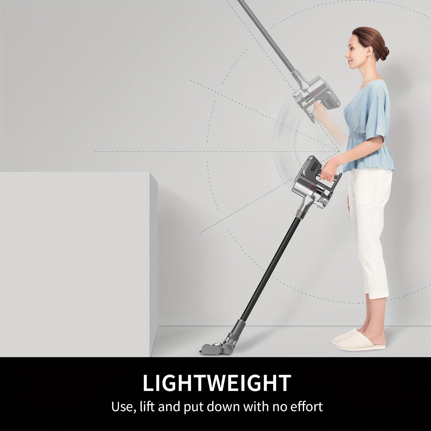 Cordless Stick Vacuum Cleaner with 20000Pa Suction Lightweight Rechargeable for Home Car Pet Hair Removal