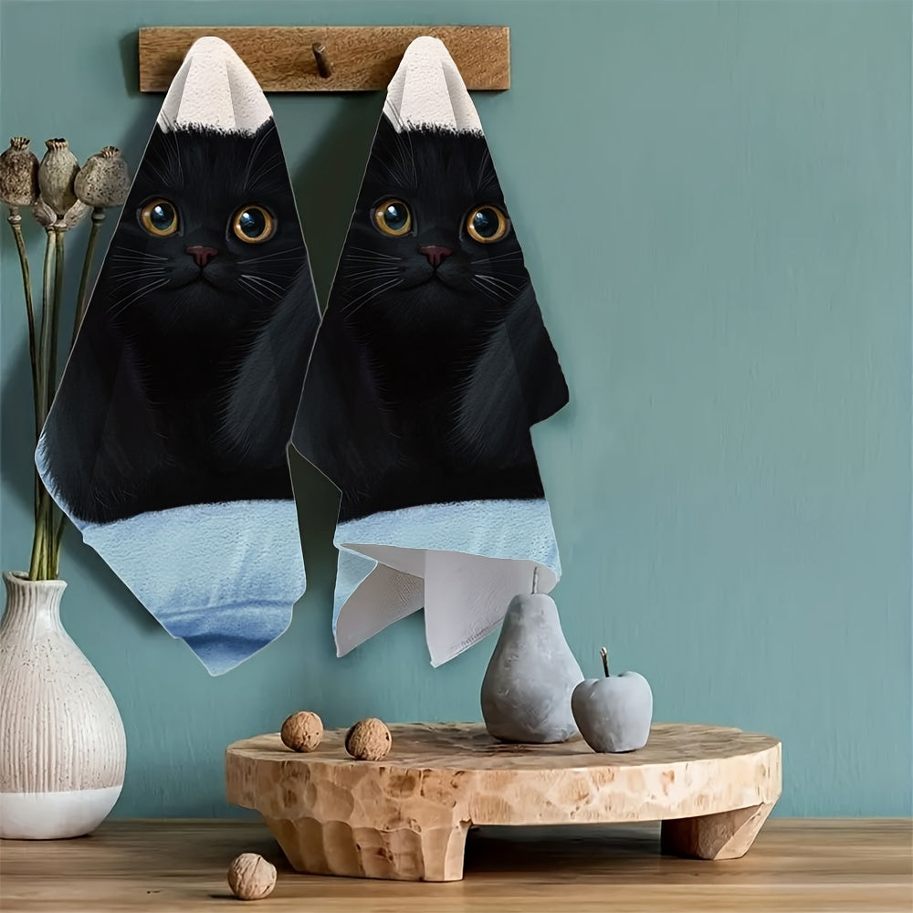Black Cat Kitchen Towels Ultra-Soft Absorbent Dish Towels for Holiday Decor