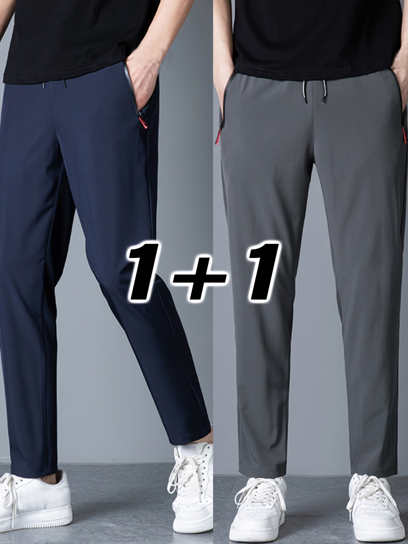 Men's Casual Pants Lightweight Breathable Quick Dry Sports Pants Set of Two