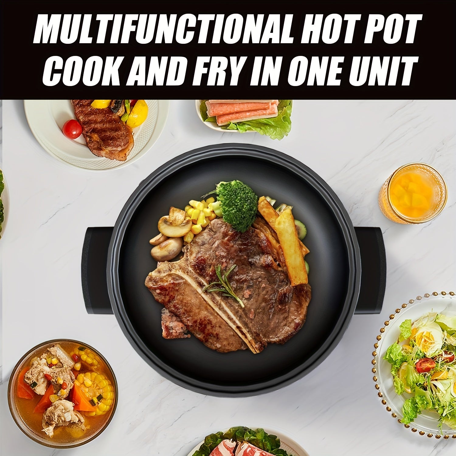Electric Cooking Pot 3L 1000W Non-Stick Steaming Soup Noodles Portable for Dorms Offices Travel