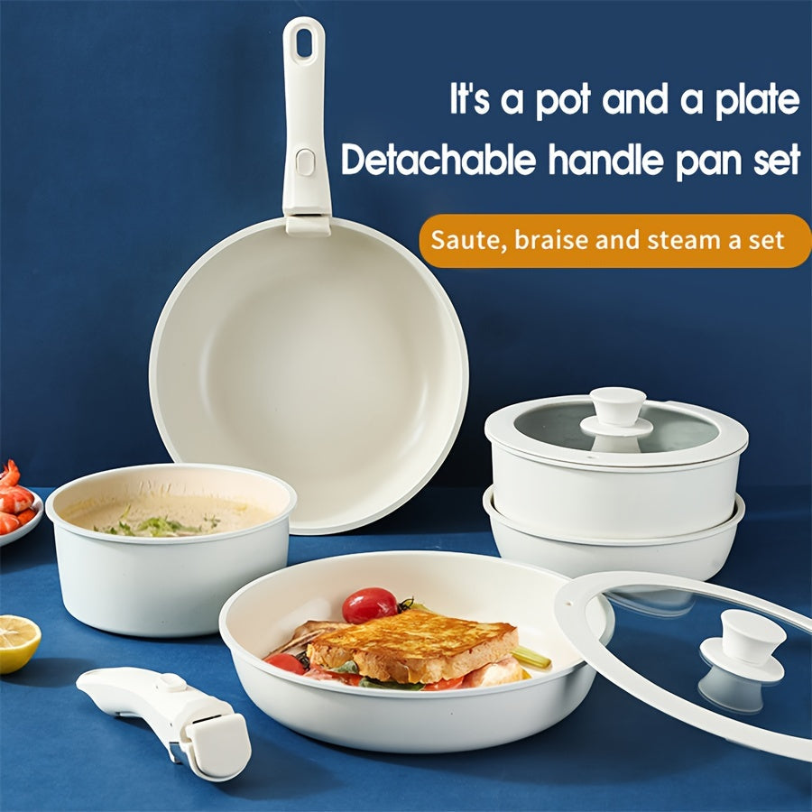 Juego de utensilios de cocina de aluminio antiadherente con mango desmontable para cocinas de inducción