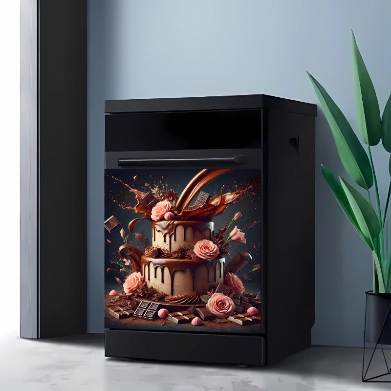 Gul va Shokolad Dizayni Oshxona Dekori Nikel Qoplamali Qaynatgich Magnit Qopqog'i, 58W x 65H sm. Bahor Mavzusida va Elektr Energisiz.