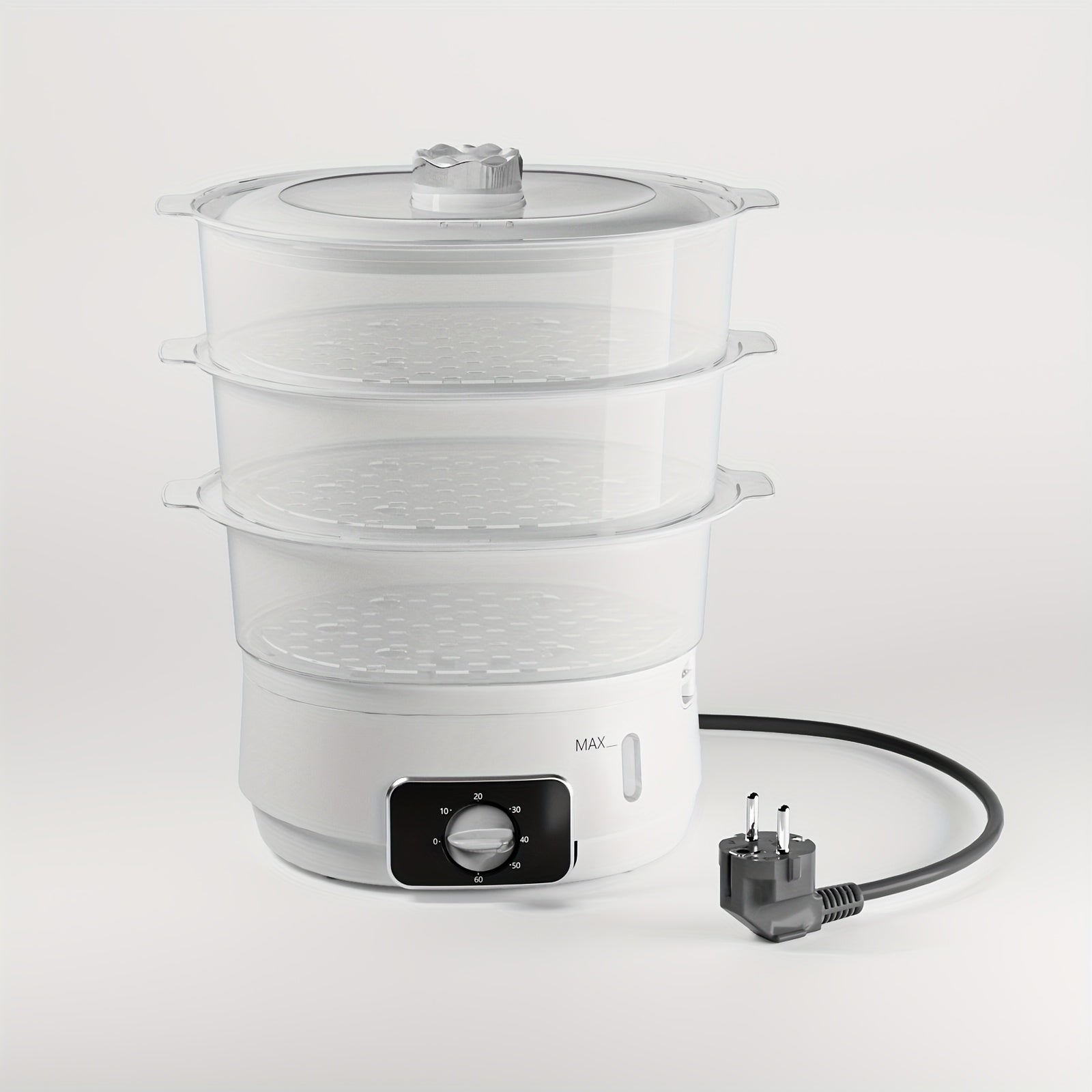 1 EU LIPWEL bug'lamali pech, 13L sig'imli, 800W, 3 ta konteyner, 60 min taymer, 2 ta suv kirish joyi, oq rang, stackable savat. Sabzavotlar, tuxum, guruch va mol go'shtini bug'lash uchun juda yaxshi.