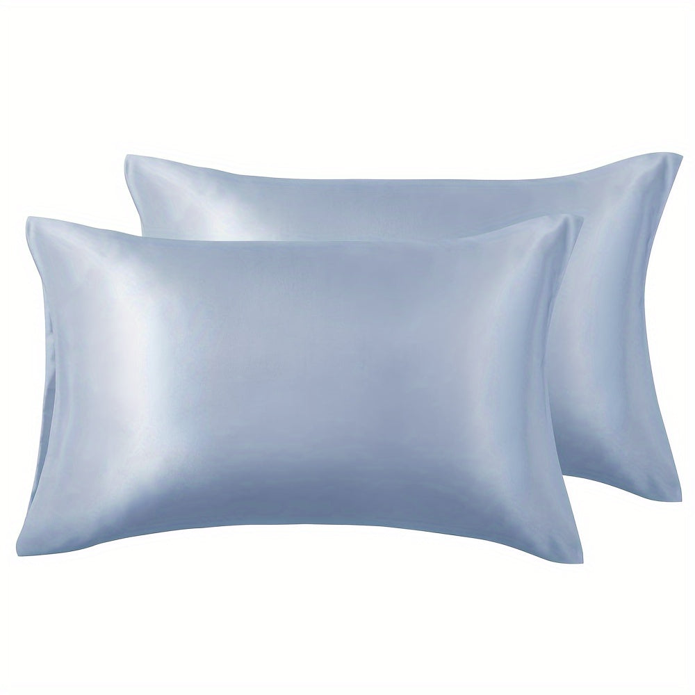 Pair of 2 Satin Pillow Protectors Hypoallergenic Soft Silk-Like Feel Machine Washable