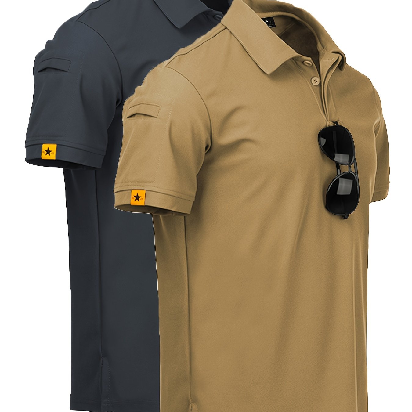 Conjunto de camisa de dos piezas para hombre en verano, poliéster, color sólido, casual, ajuste regular