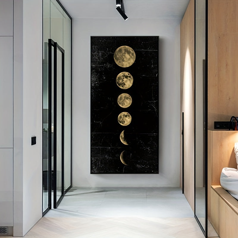 Minimalist Moon Eclipse Canvas Wall Art for Living Room Bedroom Decor 15.7x31.5 Inch