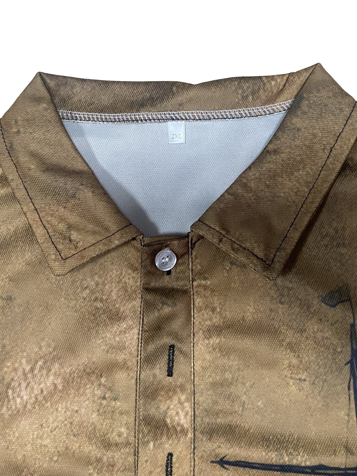 Katta o'lchamdagi erkaklar uchun yelkanli qayiq printli ko'ylak bahor/kovak uchun, uzun qo'lqopli golf ko'ylagi, katta o'lchamdagi erkaklar kiyimlari