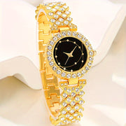 Women's Wristwatch Set with Rhinestone Accents and Alloy Case