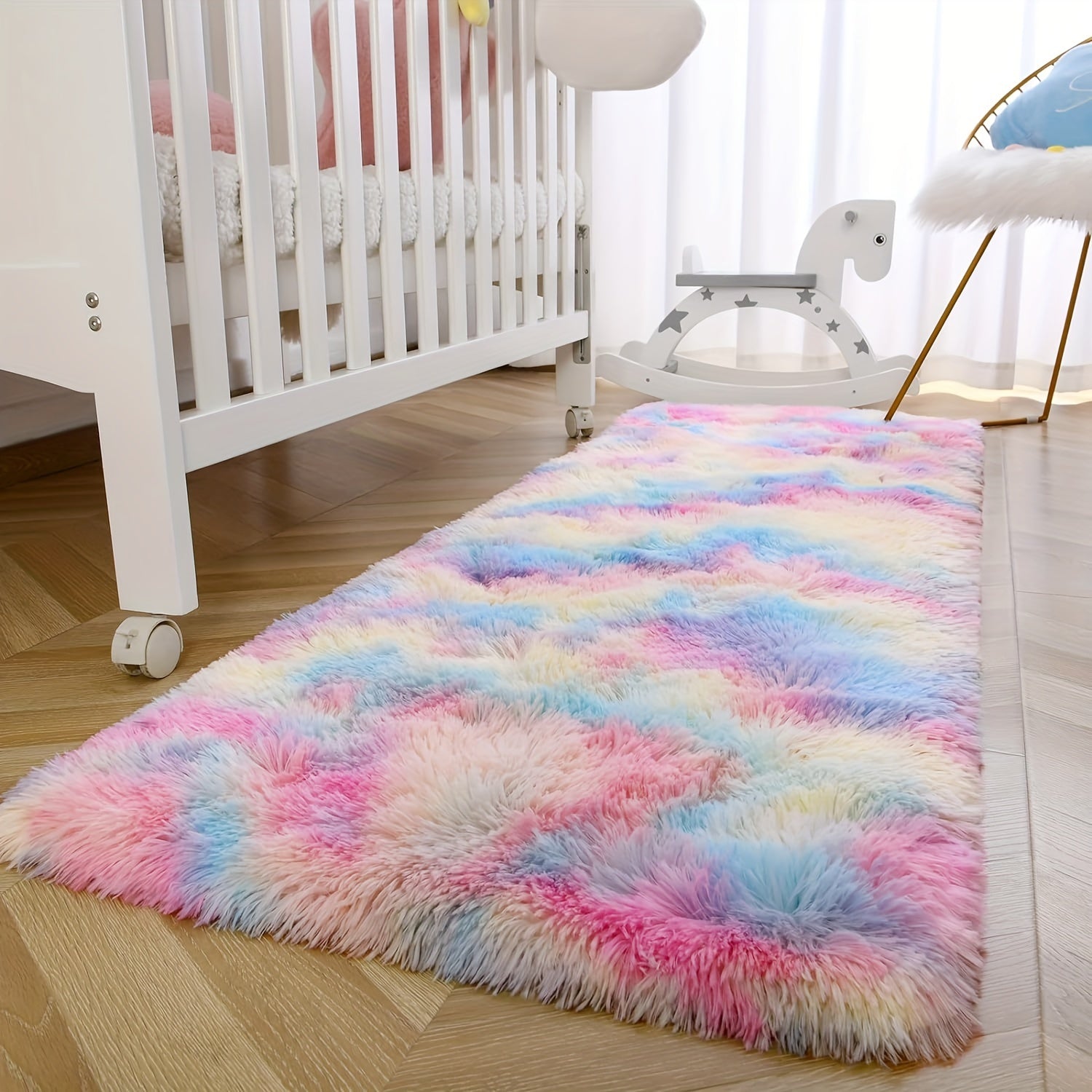 Alfombra de área arcoíris suave y acogedora para dormitorio, sala de estar, entrada y decoración