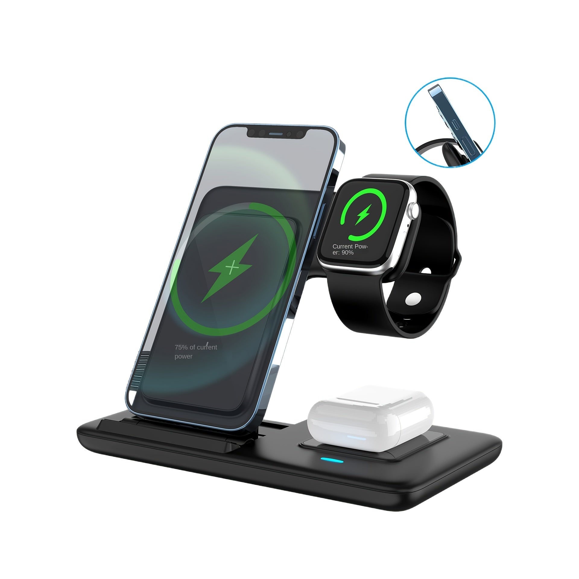 Складная беспроводная зарядная подставка для Apple Watch, AirPods и iPhone 14 13 11