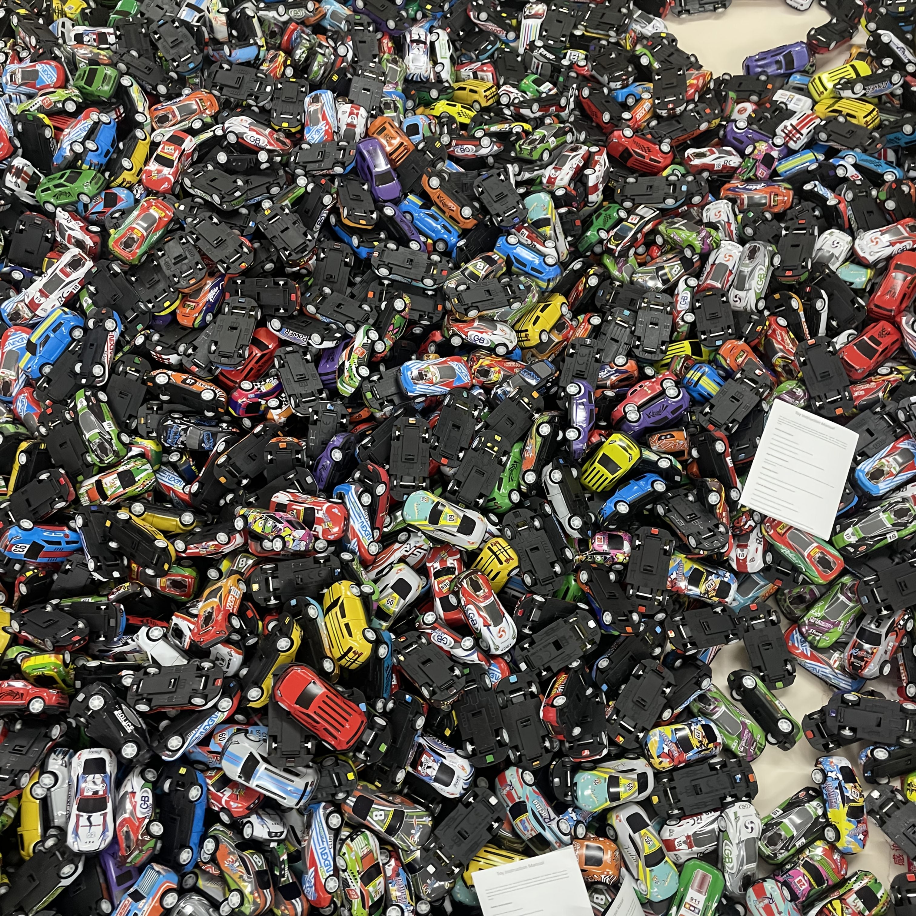 Set of 50 Friction-Powered Die-Cast Mini Rally Cars in Storage Box for Kids and Home Decor