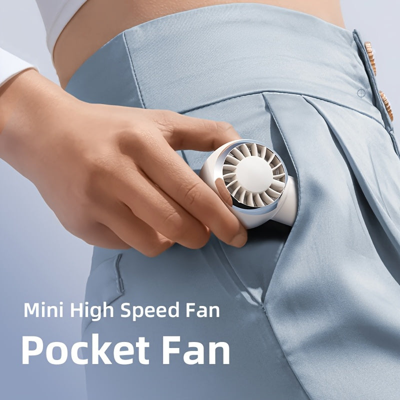 Mini handheld fan with rechargeable battery white pink blue travel outdoor modern cylindrical shape