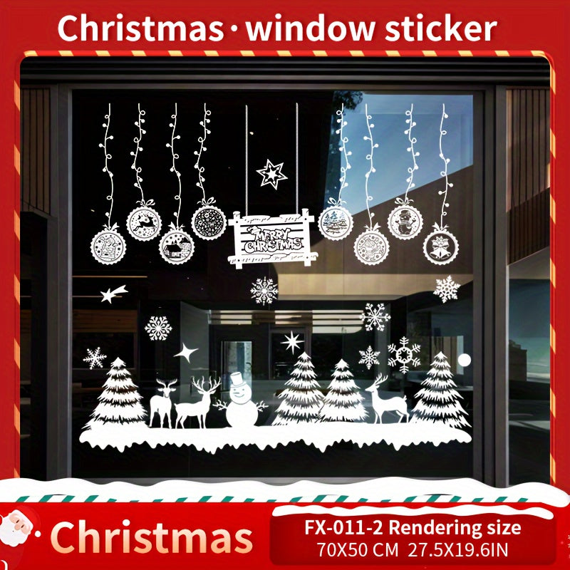 Festive Christmas Sticker Set for Windows Reusable Cartoon Design Large Size