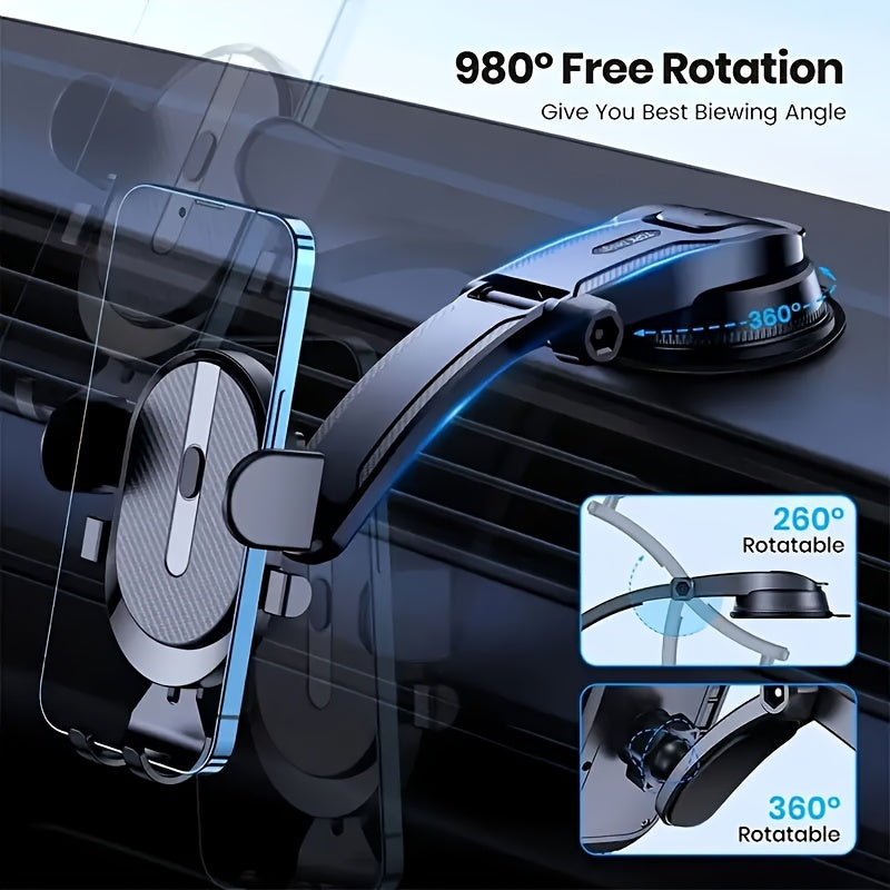 Car Phone Holder ABS Waterproof Dashboard Mount 360° Rotation