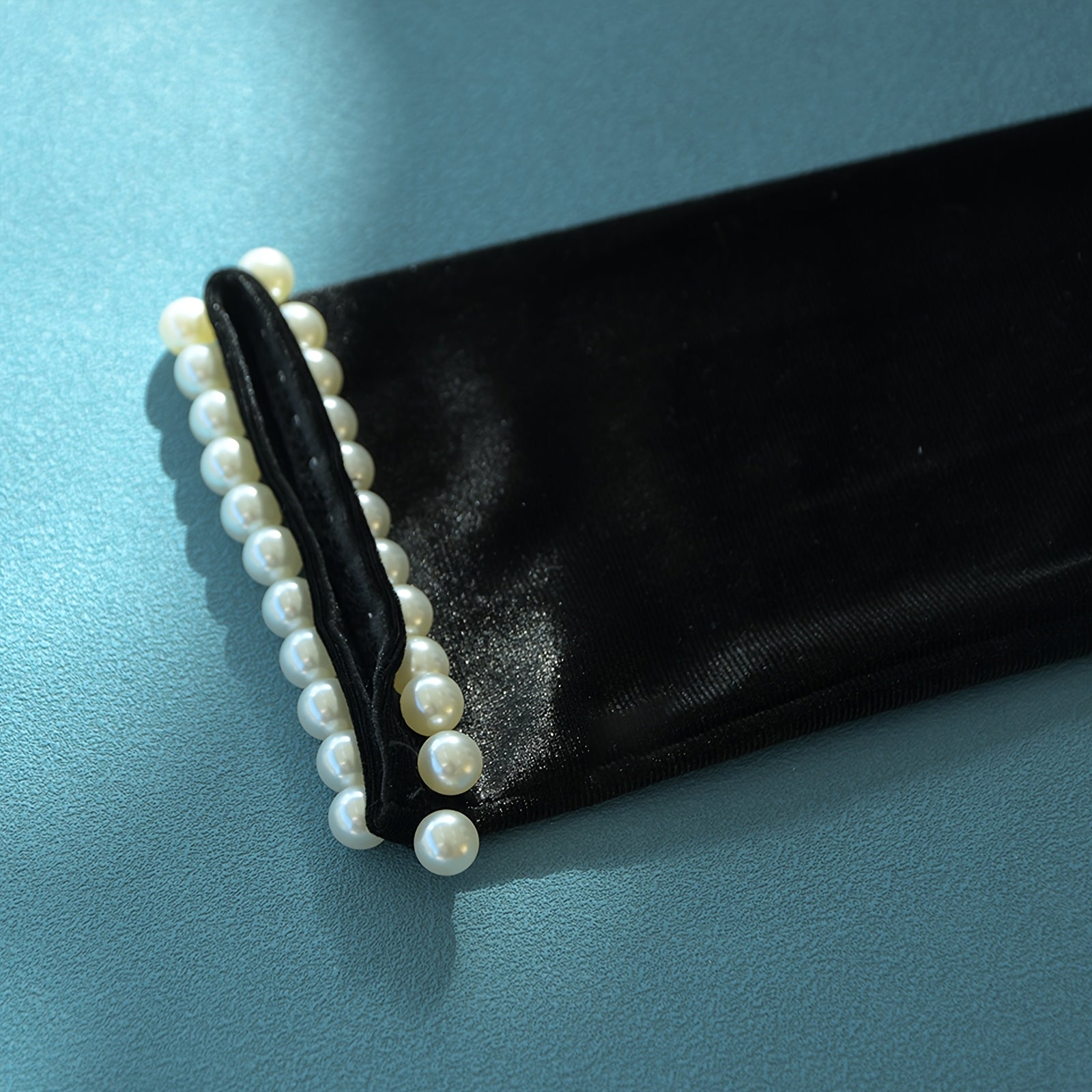 Black Long Fingerless Bridal Gloves with Pearl and Floral Embellishments for Weddings