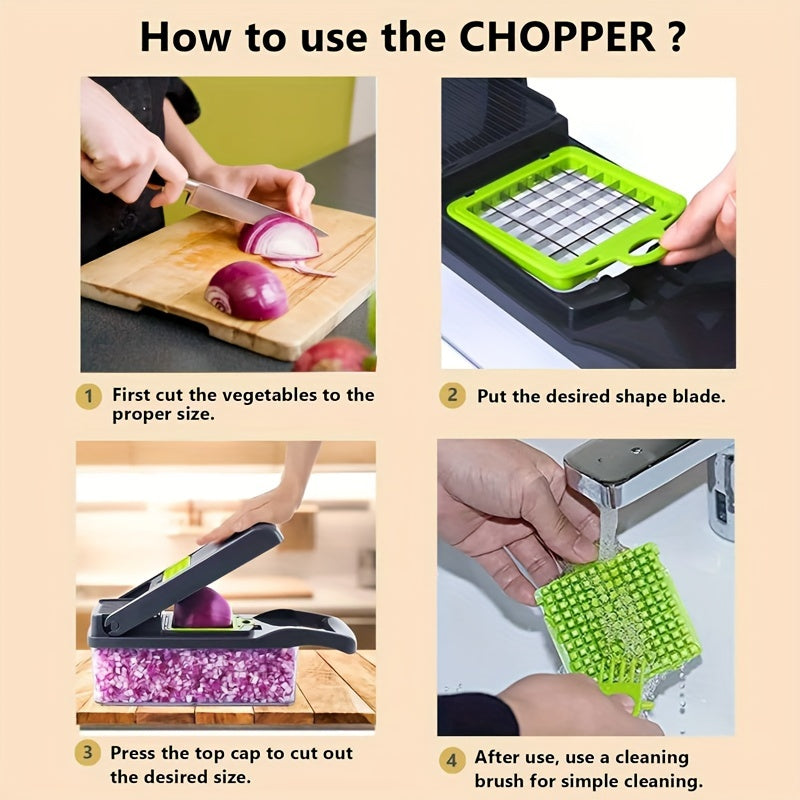 15-in-1 Sabzavot maydalagich va meva kesgich piyoz, kartoshka, sabzi uchun