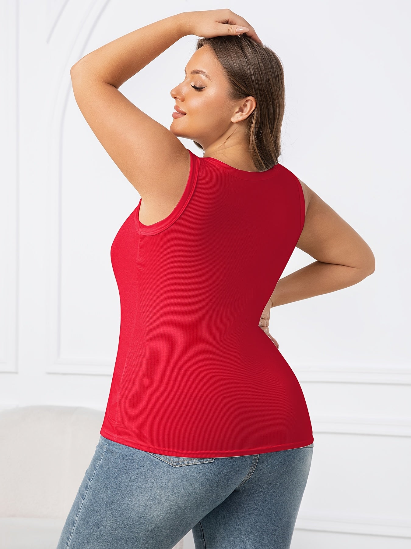 Plus Size Sleeveless Tank Tops 3 Pack Stretchy Casual Wear for Spring Summer