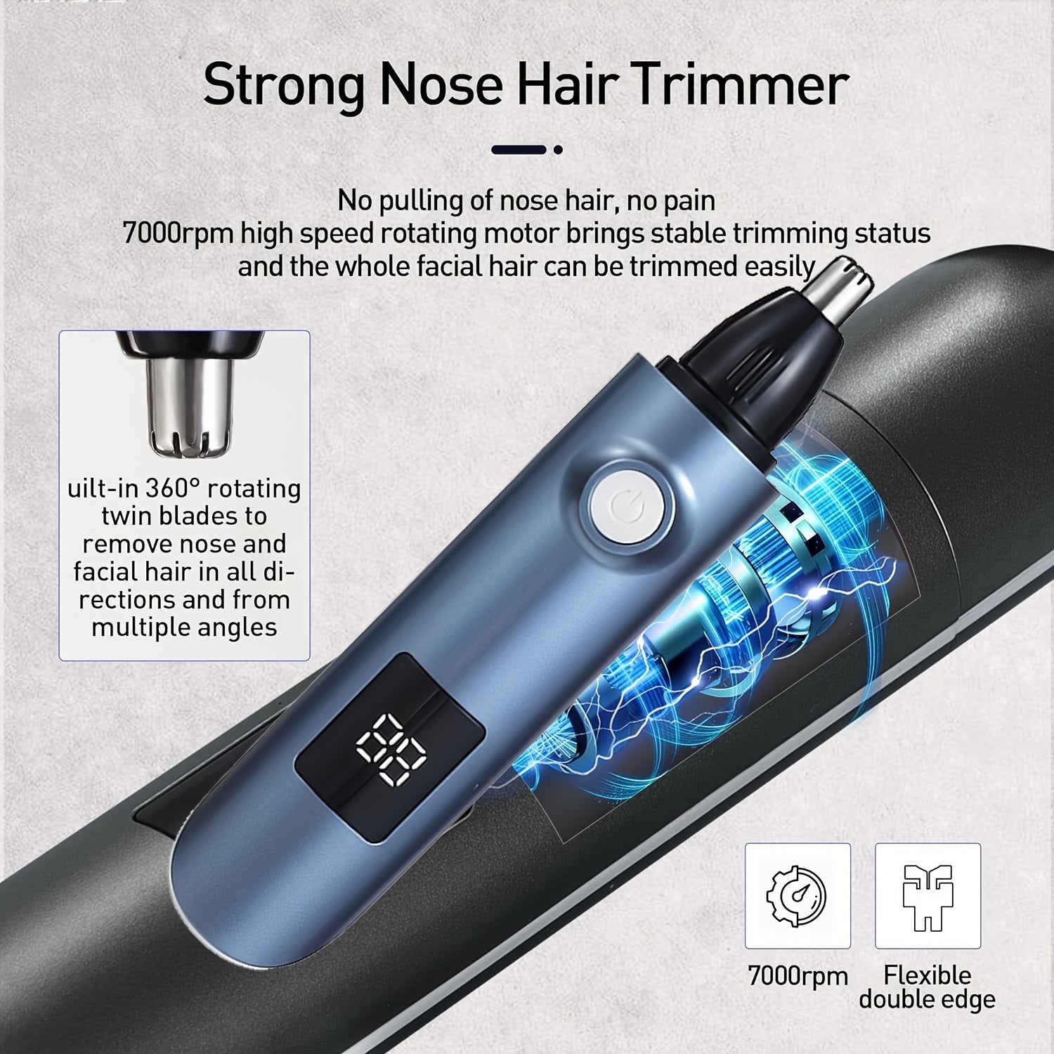 Rechargeable Nose and Ear Hair Trimmer for Men and Women with Dual-Edge Blade