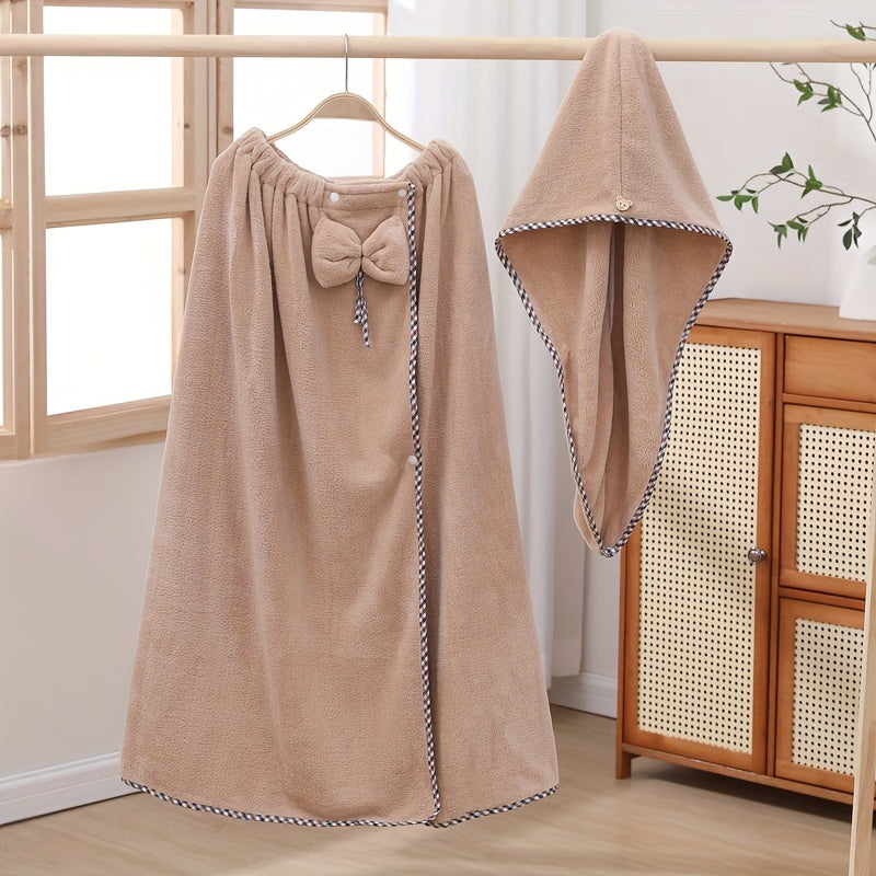 Set of 2 Women's Bath Towels with Hair Drying Towel, Soft, Absorbent, Adjustable for Sauna Beach Pool Home