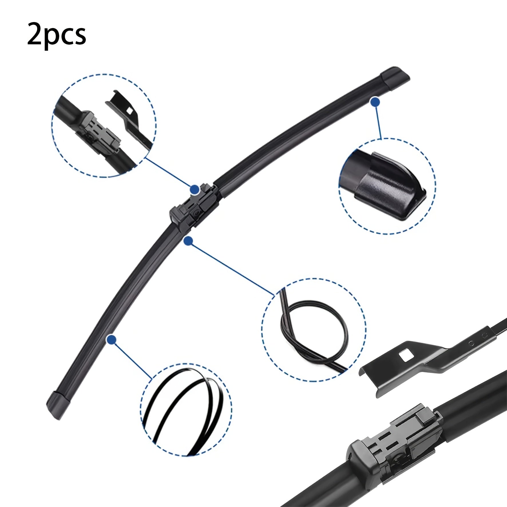 Front Windshield Wiper Blades 24/43.18 Cm, Boneless, Compatible with 2021-2023 SUVs