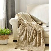 Waffle Weave Flannel Throw Blanket 100% Polyester Cozy Bed Sofa Use
