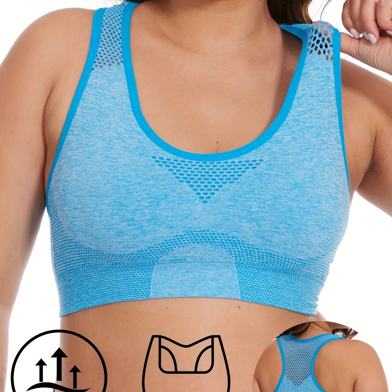 Plus-Size Seamless Yoga Bra Mesh Sports Bra for Running Exercise