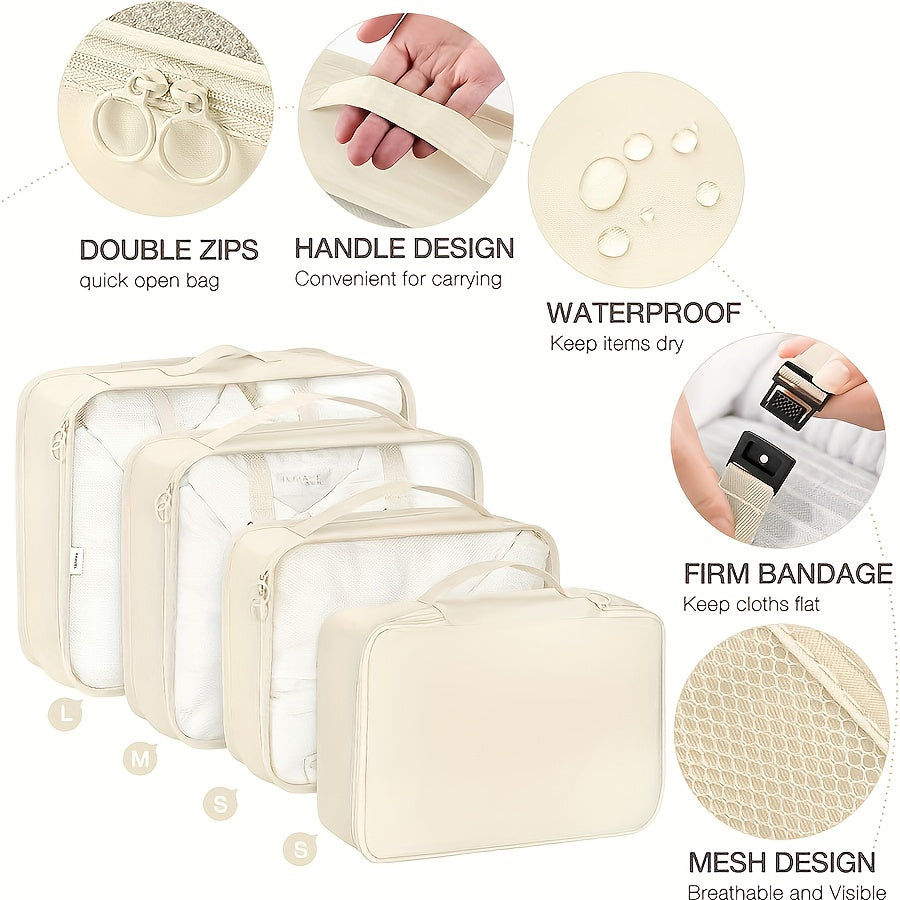 Набор из 7 сумок для хранения одежды для организации одежды, туалетных принадлежностей и аксессуаров во время поездок, путешествий или кемпинга. Включает упаковочные кубы и портативные дорожные сумки.