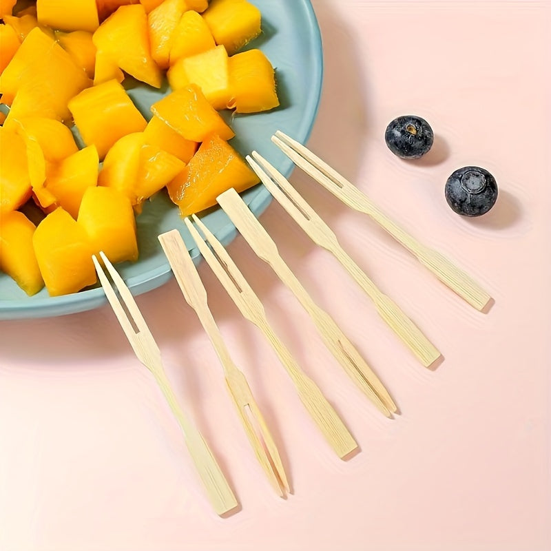 Disposable Mini Food Forks 100 Pack Double Fork Fruit Cocktail Party Tableware