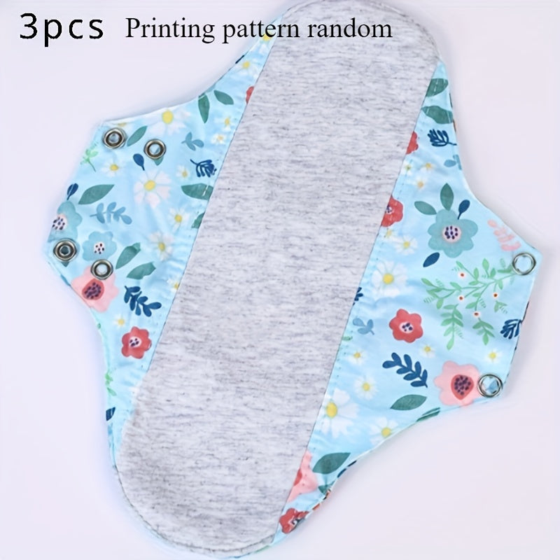 3 dona qayta ishlatiladigan Grafen gigiena padlari ayollar uchun nafas oladigan paxta gullik naqshlar bilan inkontinensiya, homiladorlik, keksa uchun