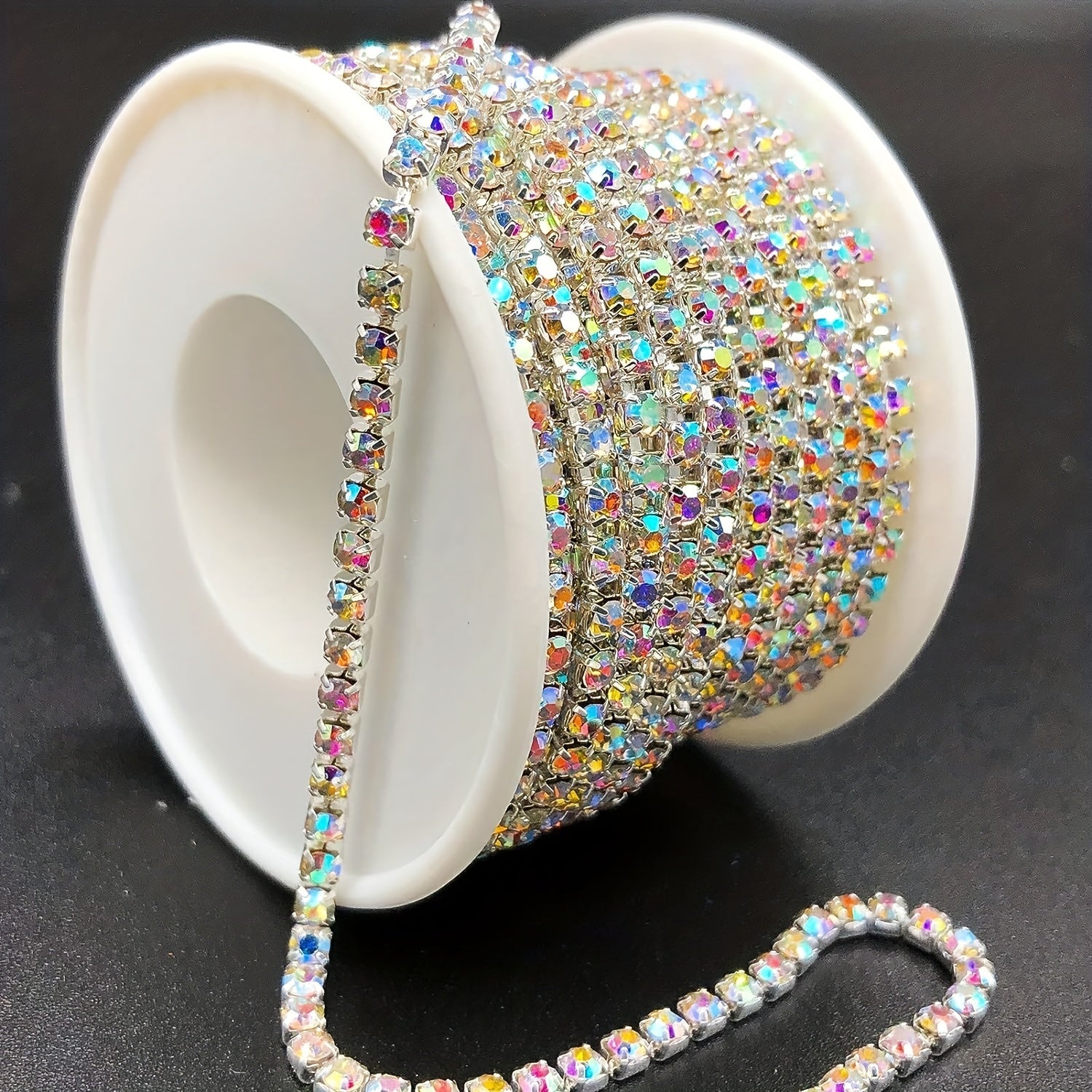 Блестящая цепочка из цветных страз AB 10Y 2/3 мм для одежды, украшений, свадебных украшений