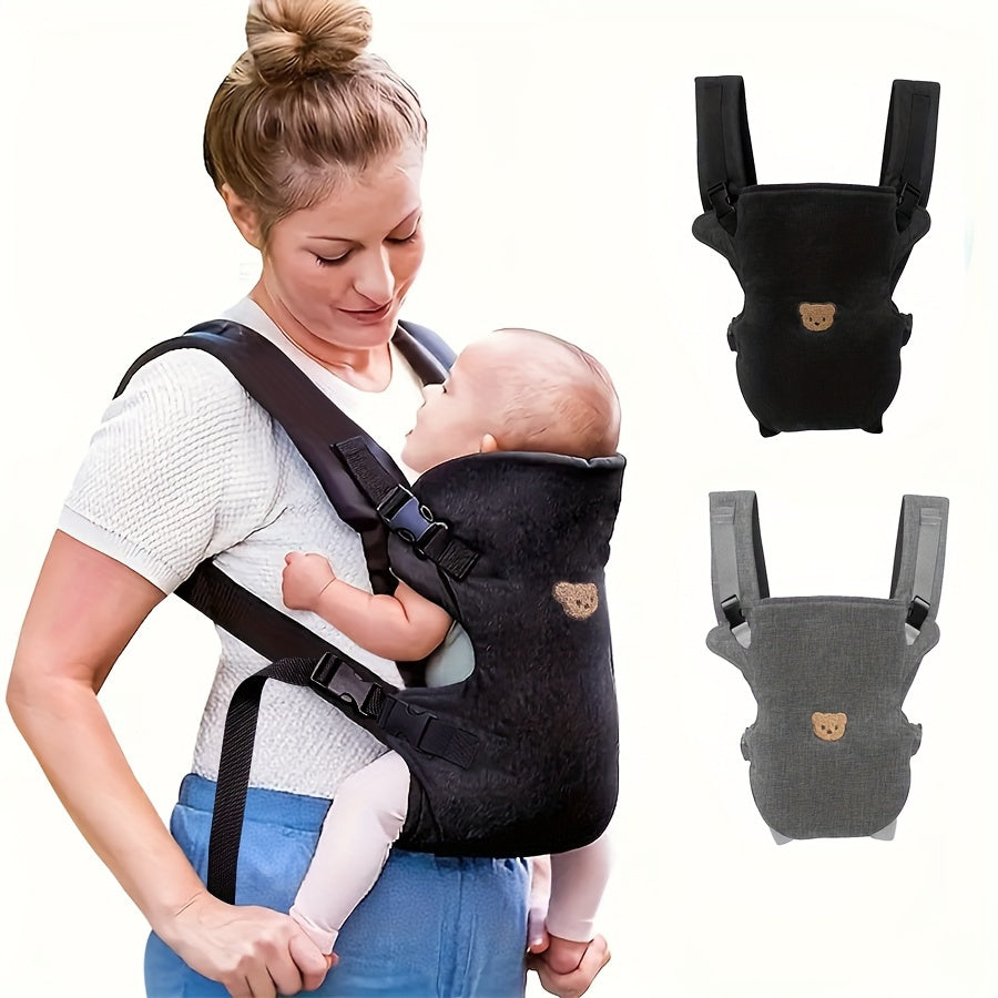 Baby Carrier Ergonomic Polyester Wrap with Adjustable X-Shape Shoulder Strap Non-Slip Hand Washable for Travel and Daily Use