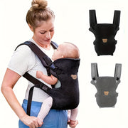 Baby Carrier for Newborns to Toddlers with Head Support Black Grey Polyester Ergonomic Buckle