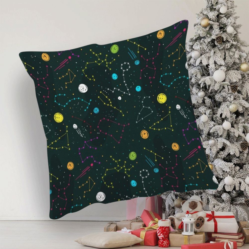 Zodiac Fleece Pillow Cover 45.72x45.72 cm Soft Washable Sofa Bedroom Outdoor
