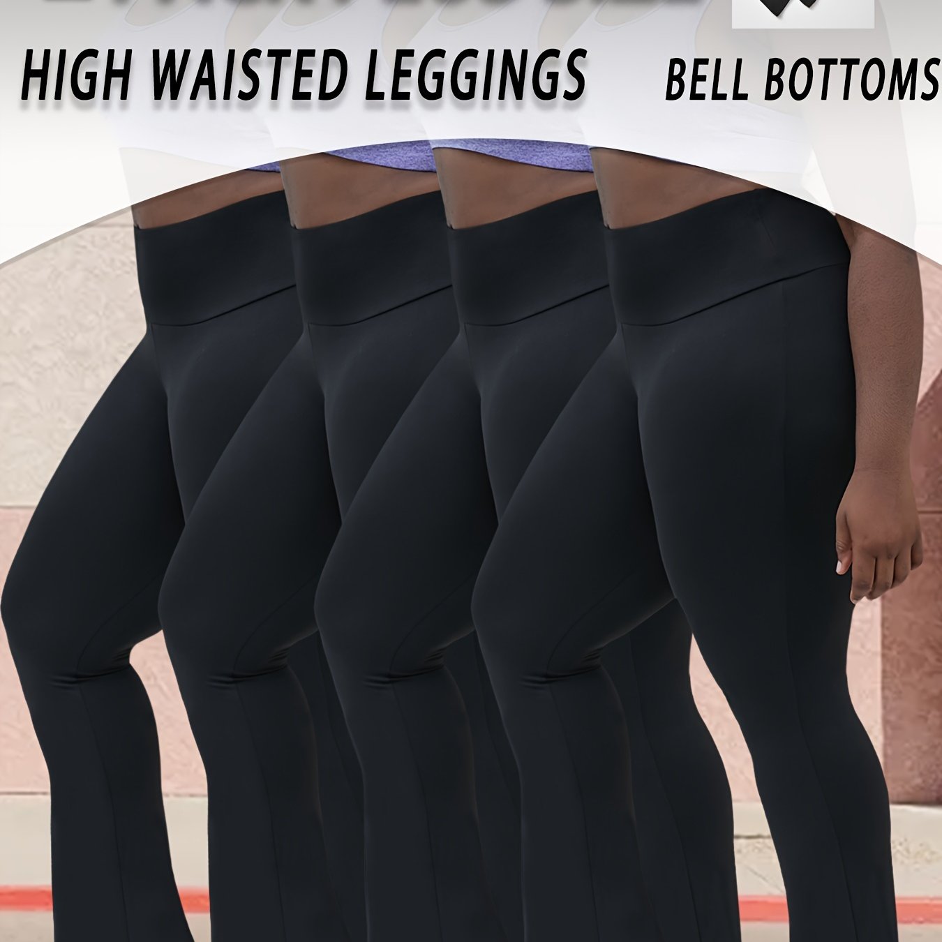 Leggings de tiro alto acampanados de talla grande con control de abdomen en color sólido