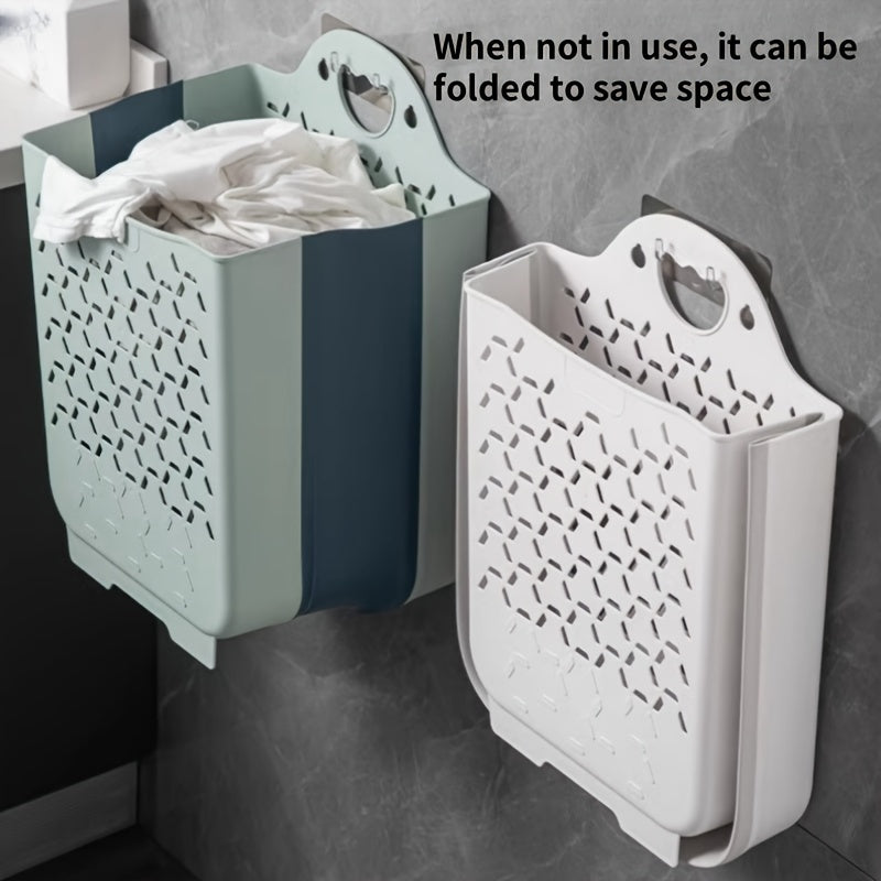 Foldable Wall-Mounted Laundry Basket Set of 3 with Hanging Hooks for Bathroom or Bedroom