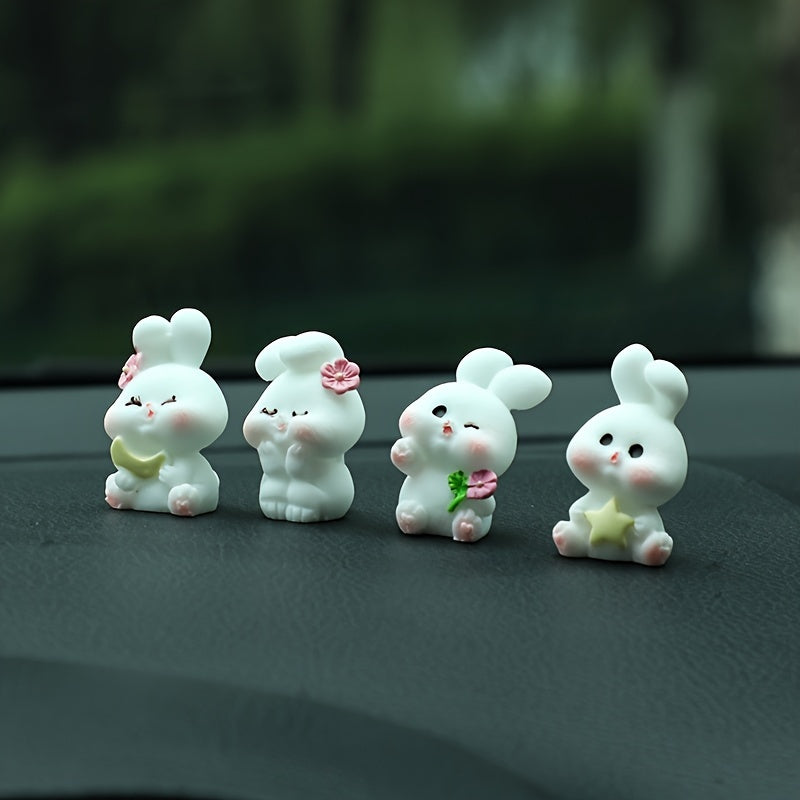 4 ta chiroyli quyon resin panel bezaklari mini avtomobil dekoratsiyasi to'plami