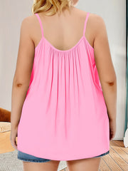 Plus Size Solid Color Cami Top with Ruched Detail Casual Off-Shoulder Polyester Blend